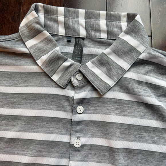 adidas Men's Gray White Striped Golf Polo Size XXL 2XL - Picture 4 of 7